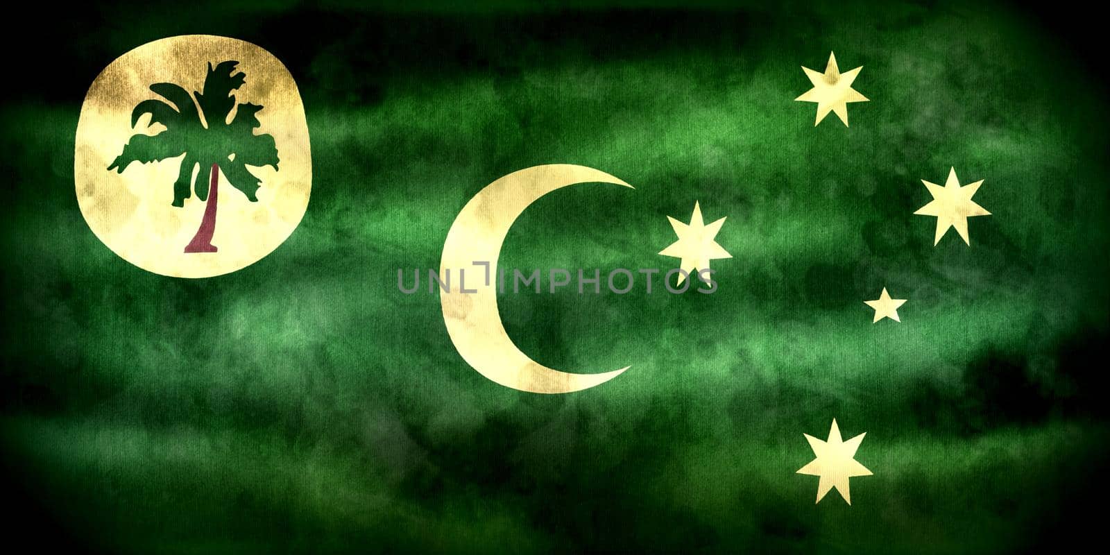 Cocos Islands flag - realistic waving fabric flag