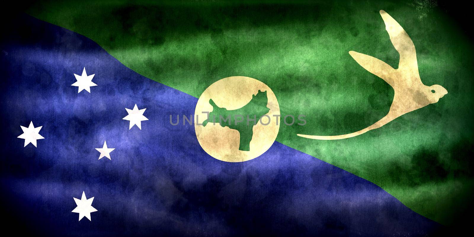 Christmas Island flag - realistic waving fabric flag