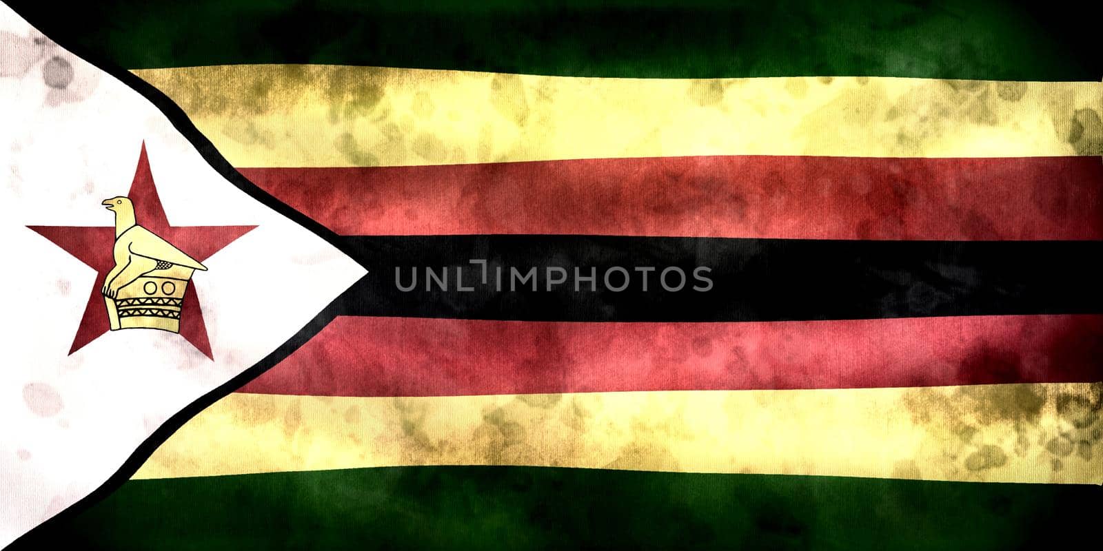3D-Illustration of a Zimbabwe flag - realistic waving fabric flag by MP_foto71