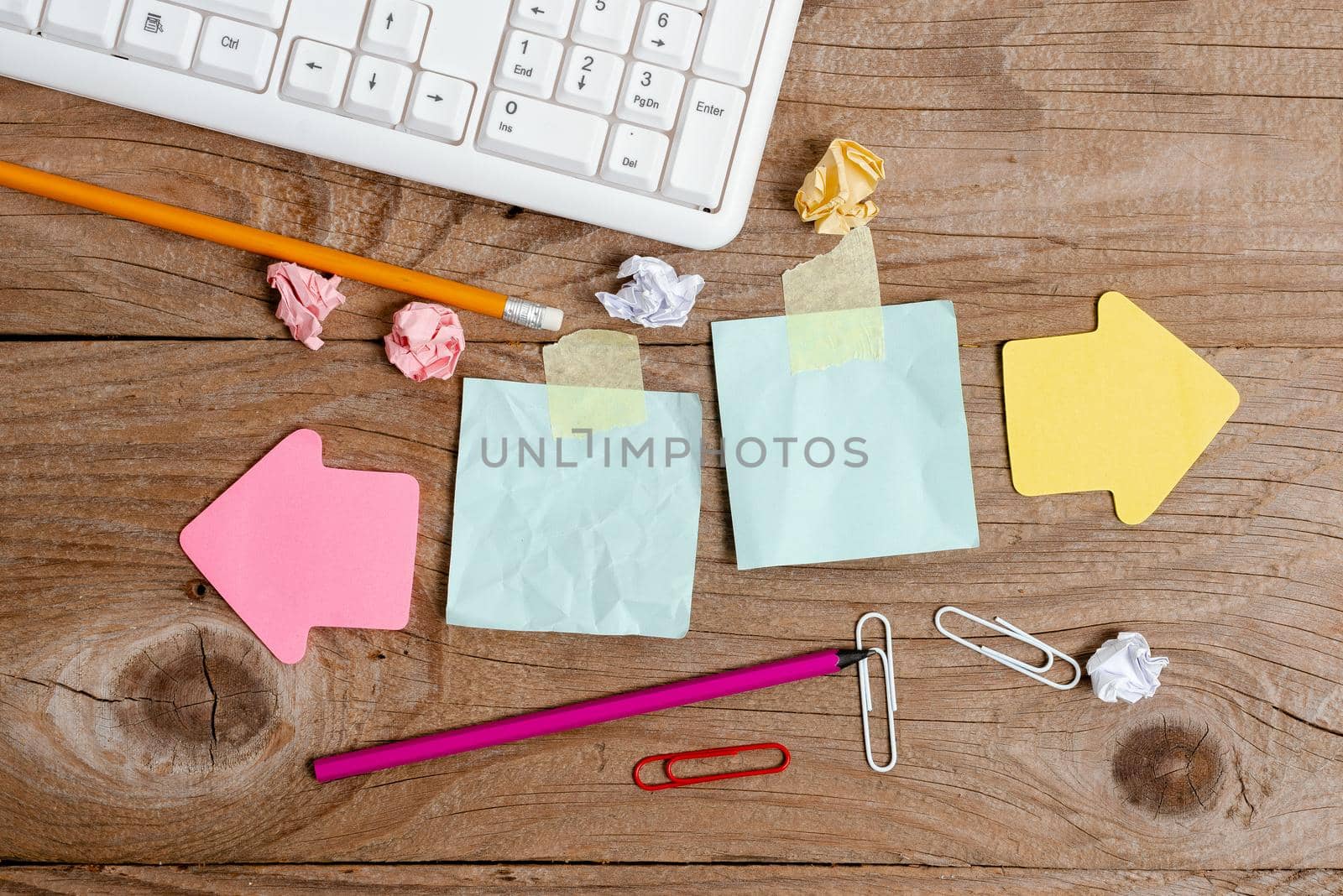 Display of Different Color Sticker Notes Arranged On Flat Lay Background