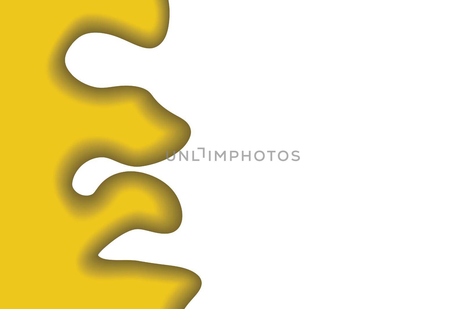 Abstract background with colorful liquid shapes. Design for poster, banner, card. White and yellow abstract illustration. 3D paper images with a subtle blend of bright colors. Copy space.