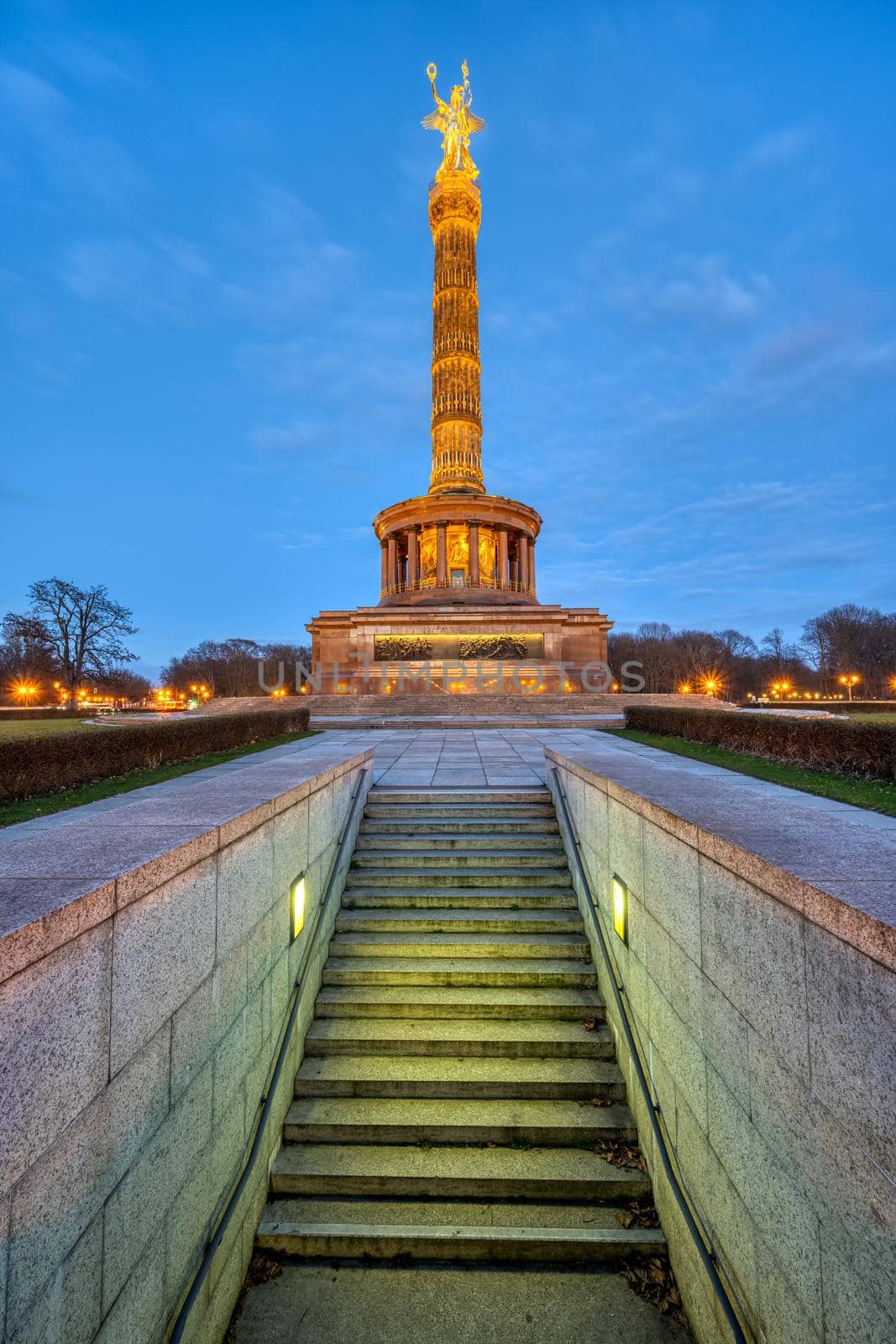 The famous Victory Column in the Tiergarten in Berlin, Germany, during the blue hour