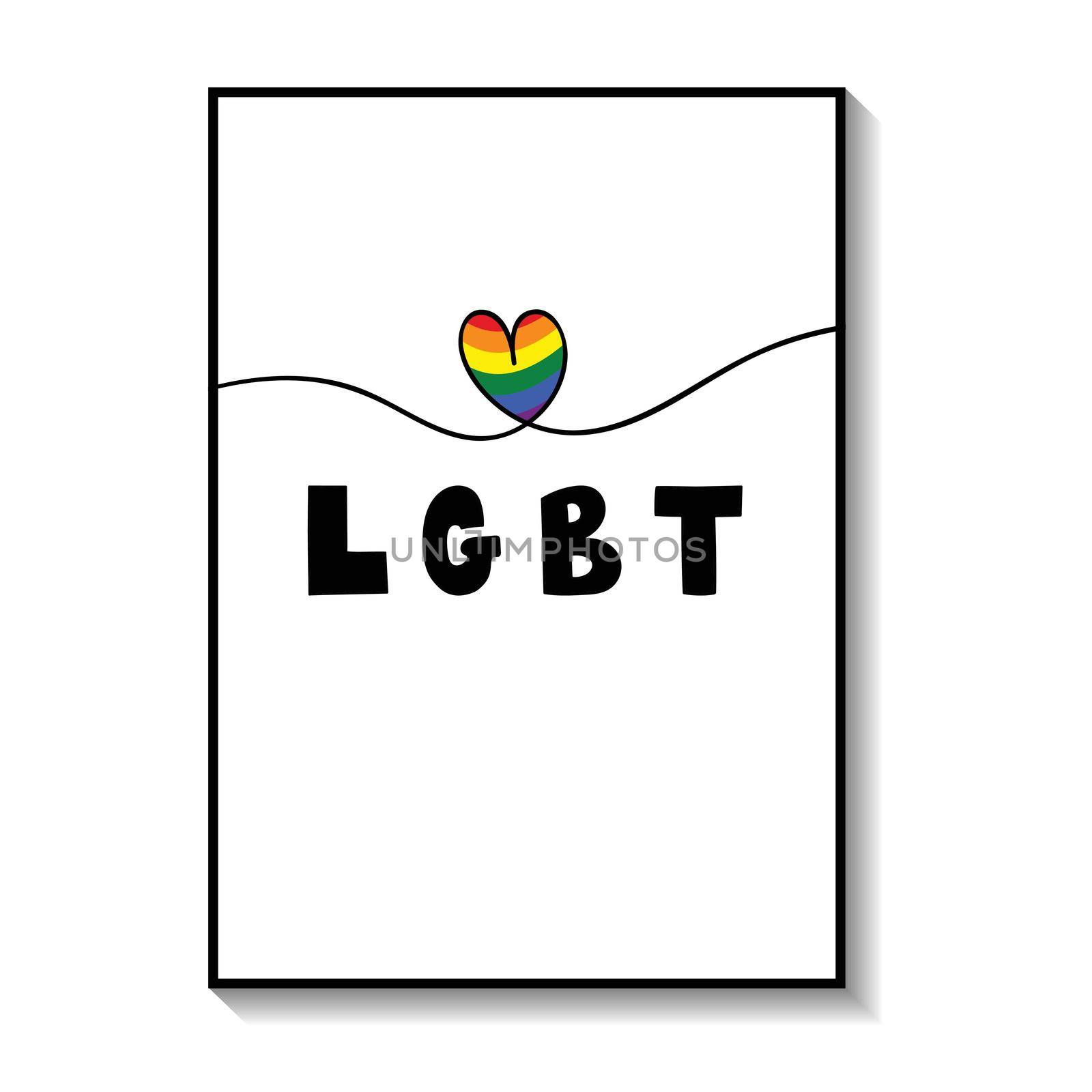 Gay pride month poster collection, banner. Lettering LGBT, hearts, colorful symbols, LGBT icons. Template design, vector illustration. Love wins. Geometric shapes in the colors on the rainbow.