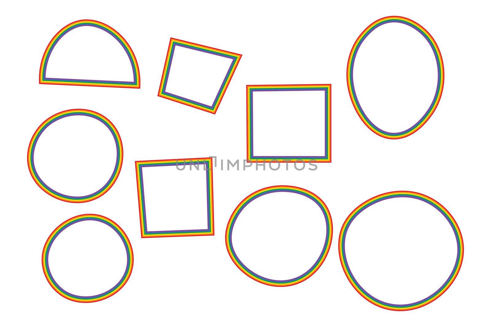 Flag LGBT icons, round and squared frames. Template border, vector illustration. Love wins. LGBT symbols in rainbow colors. Gay pride collection by allaku