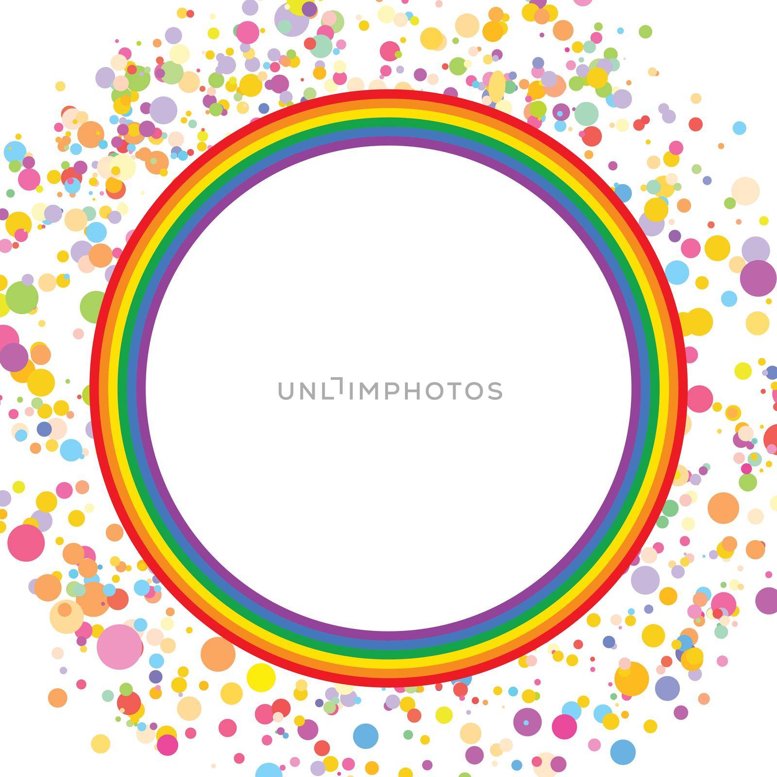 Flag LGBT icon, round frame with confetti. Template design, vector illustration. Love wins. LGBT symbol in rainbow colors. Gay pride collection by allaku