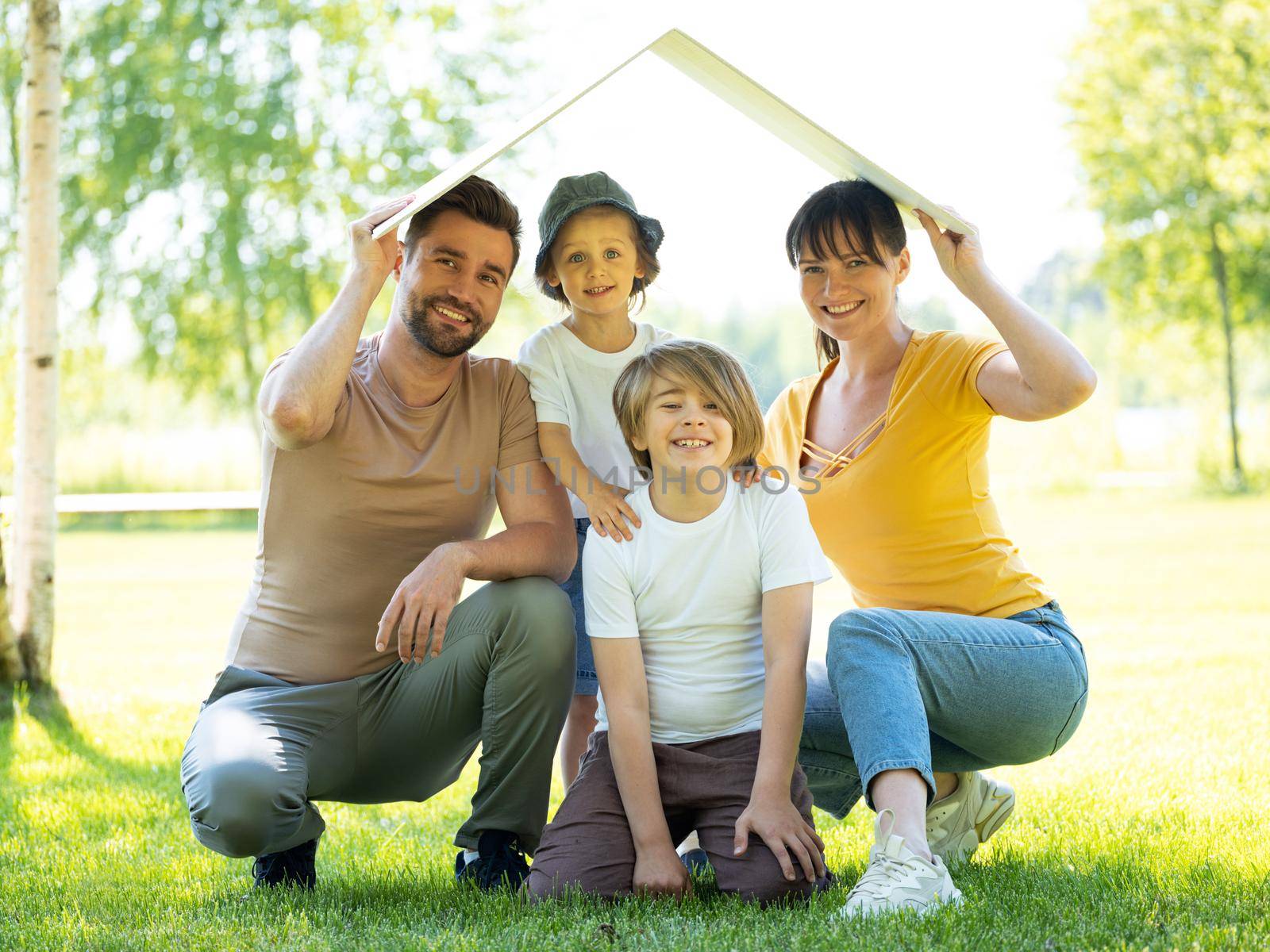 Family with roof over their heads by ALotOfPeople