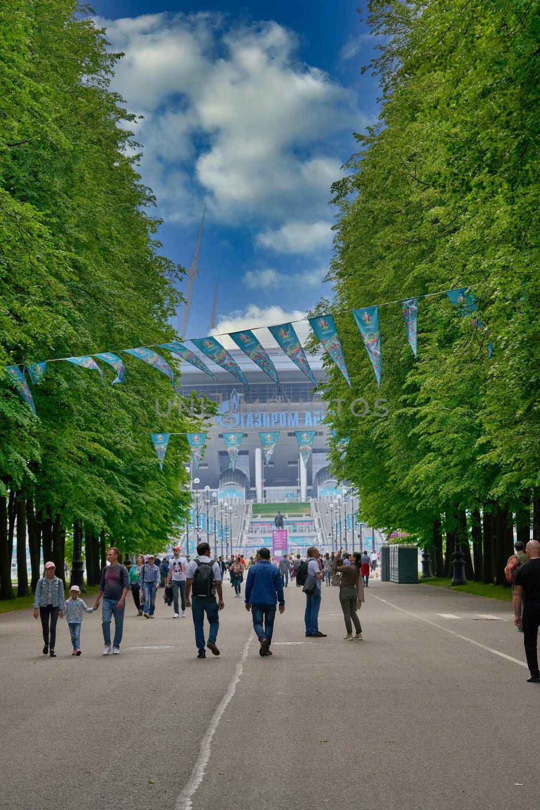 Fans go to Zenit stadium at the Euro 2020 championship in St. Petersburg by vizland