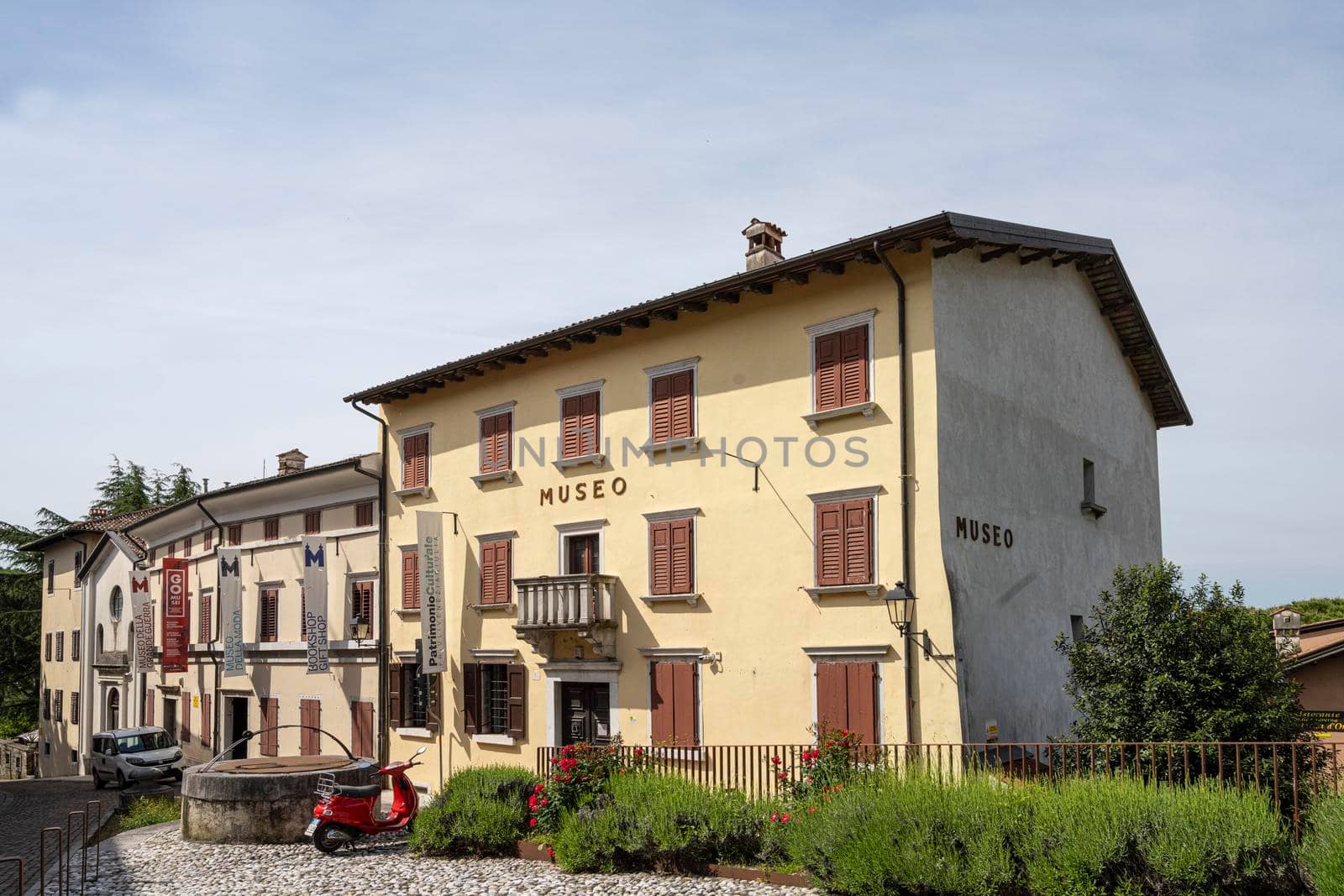 Gorizia, Italy. May 21, 2021. exterior view of the Great War Museum and Fashion Museum in the castle village of the city