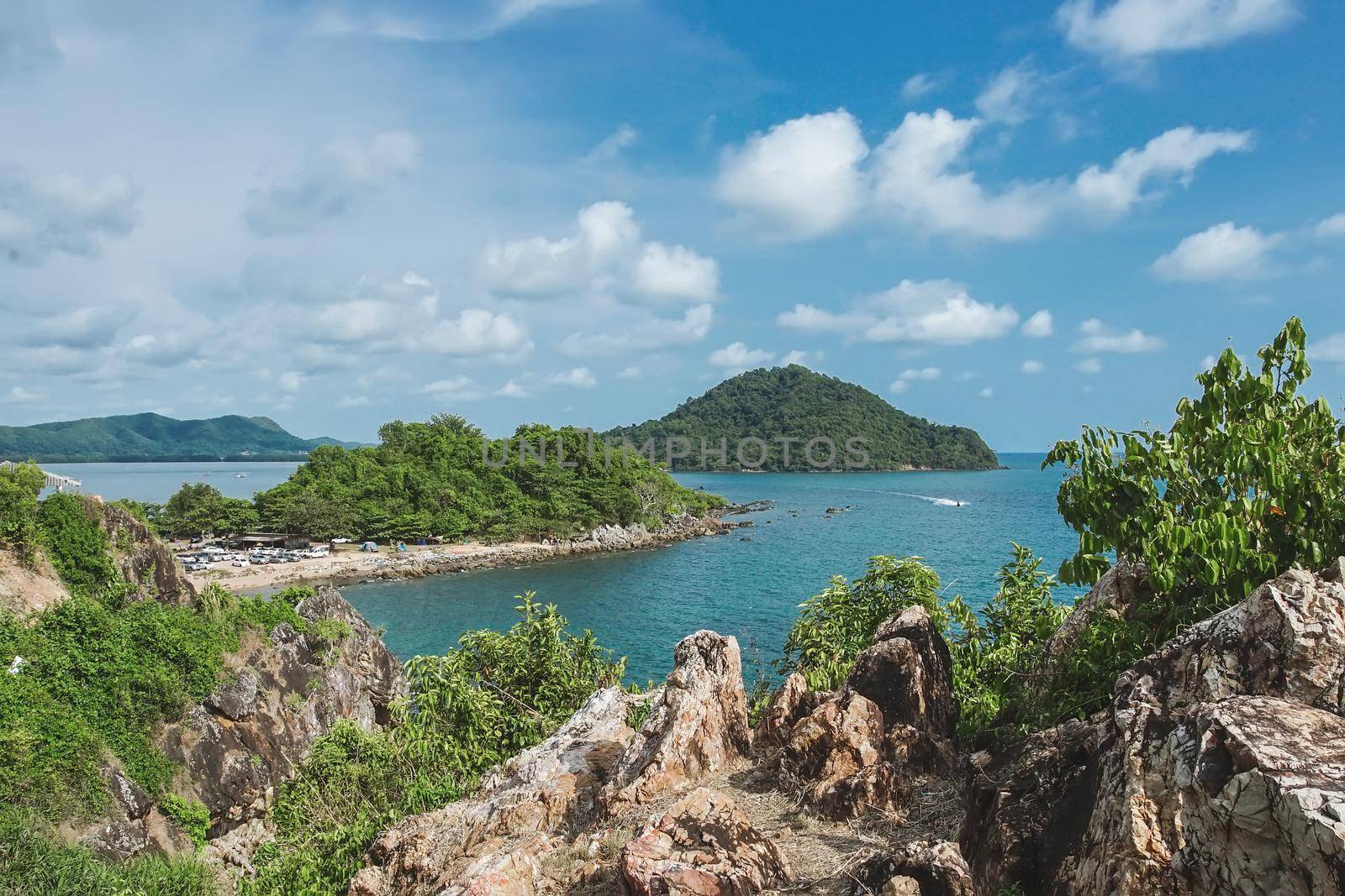 Scenery of sea side from Noen Nang Phaya Viewpoint. by Desatit