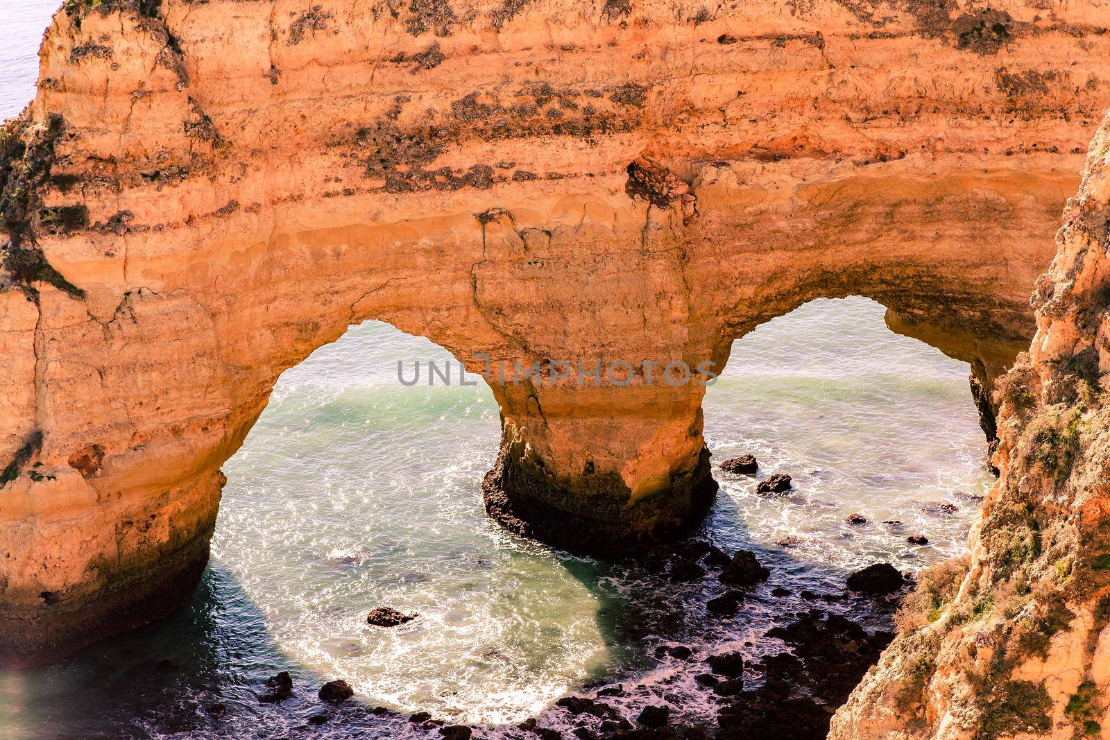 Beach and cliffs of Marinha, in Lagoa, Algarve, Portugal