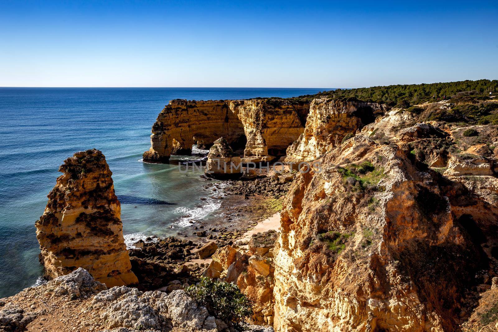 Beach and cliffs of Marinha, in Lagoa, Algarve, Portugal