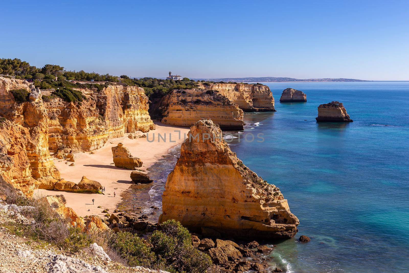 Beach and cliffs of Marinha, in Lagoa, Algarve, Portugal