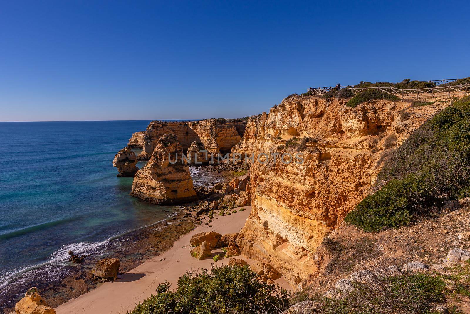 Beach and cliffs of Marinha, in Lagoa, Algarve, Portugal