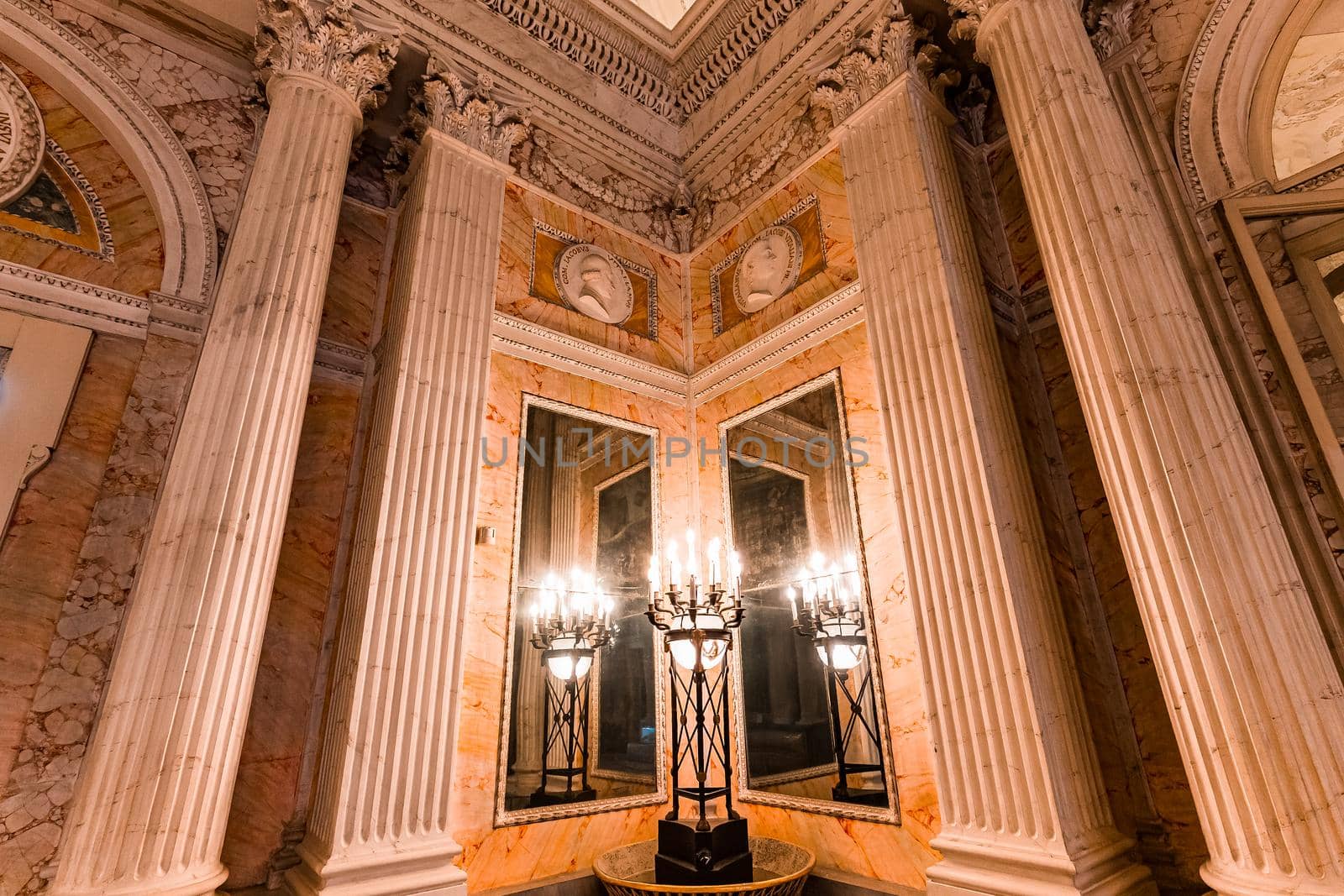 STRESA, ITALY, MAY 28, 2019 : interiors of palazzo Borromeo, isola bella, lake maggiore, may 28, 2019, in Stresa, italy