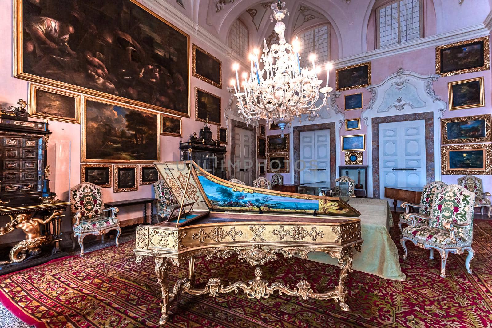 STRESA, ITALY, MAY 28, 2019 : interiors of palazzo Borromeo, isola bella, lake maggiore, may 28, 2019, in Stresa, italy