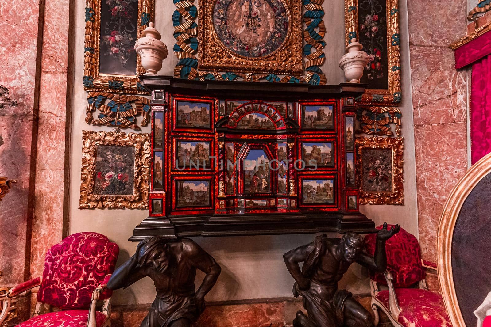 STRESA, ITALY, MAY 28, 2019 : interiors of palazzo Borromeo, isola bella, lake maggiore, may 28, 2019, in Stresa, italy