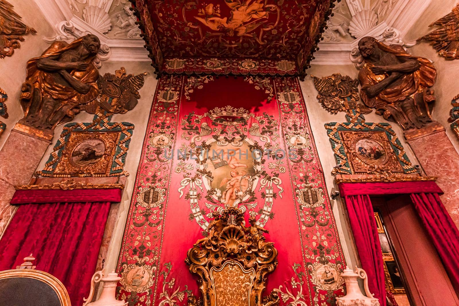 STRESA, ITALY, MAY 28, 2019 : interiors of palazzo Borromeo, isola bella, lake maggiore, may 28, 2019, in Stresa, italy