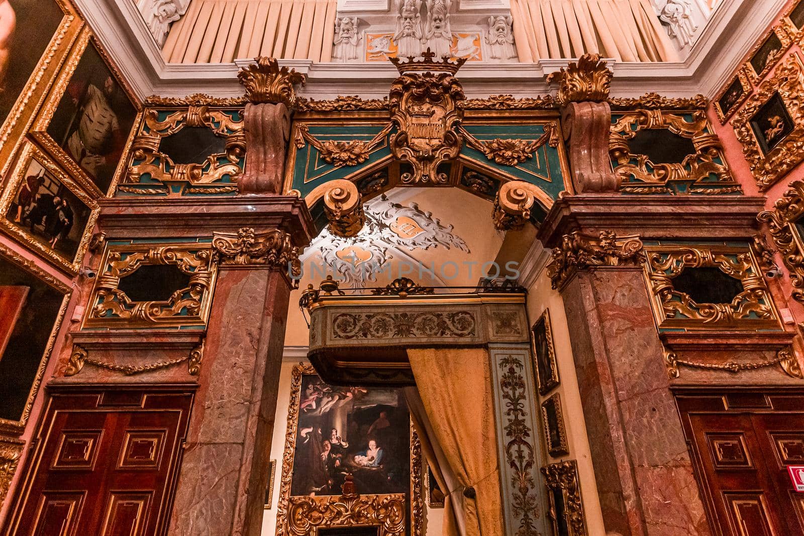 STRESA, ITALY, MAY 28, 2019 : interiors of palazzo Borromeo, isola bella, lake maggiore, may 28, 2019, in Stresa, italy