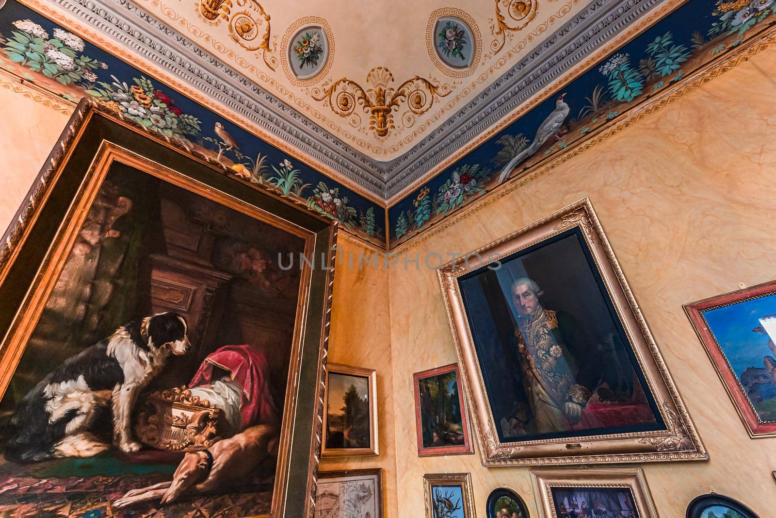 STRESA, ITALY, MAY 28, 2019 : interiors of palazzo Borromeo, isola bella, lake maggiore, may 28, 2019, in Stresa, italy