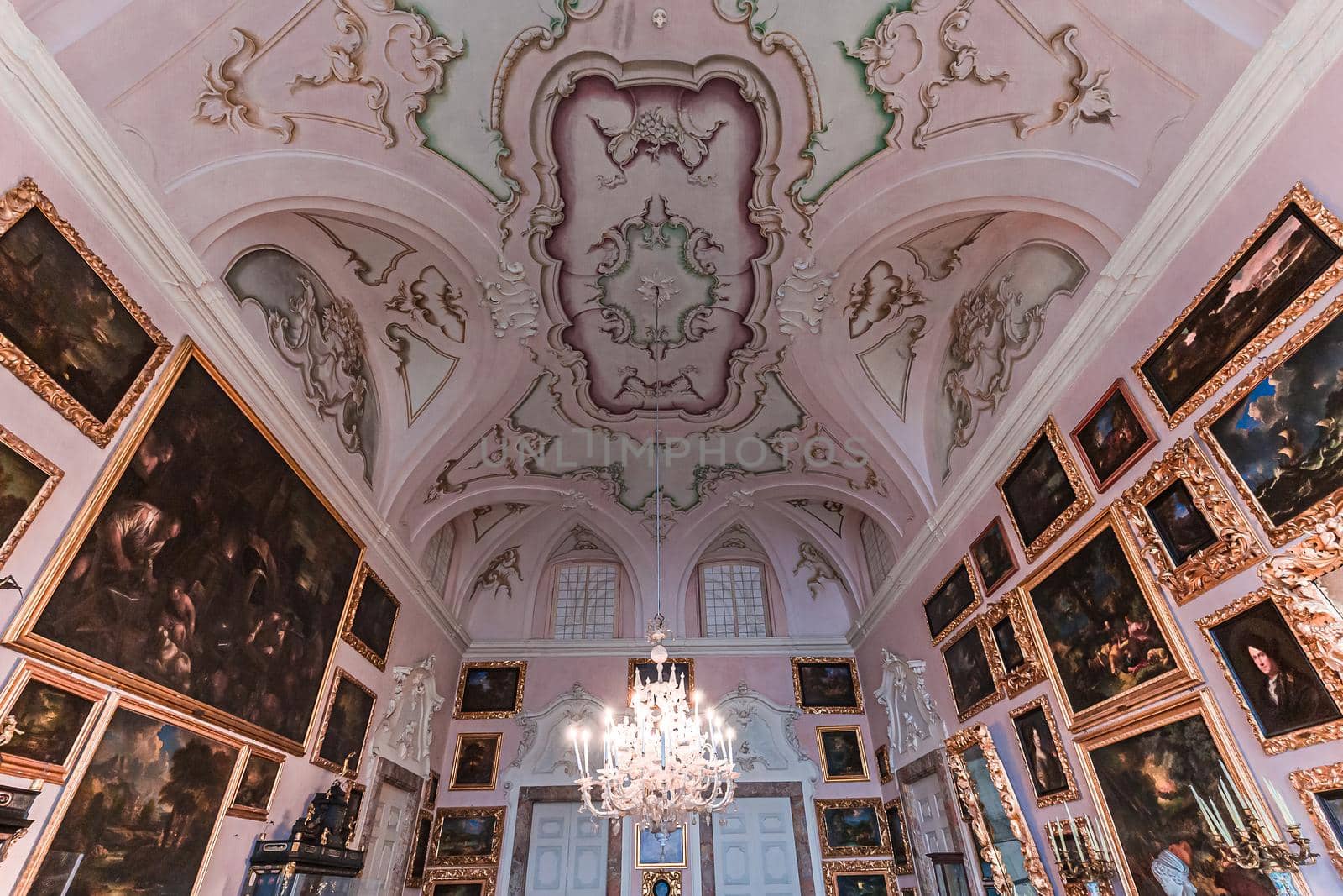 STRESA, ITALY, MAY 28, 2019 : interiors of palazzo Borromeo, isola bella, lake maggiore, may 28, 2019, in Stresa, italy