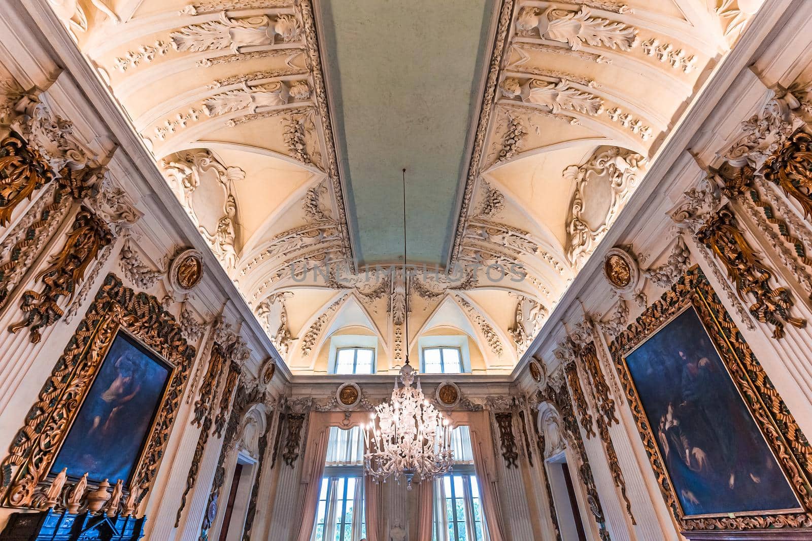 STRESA, ITALY, MAY 28, 2019 : interiors of palazzo Borromeo, isola bella, lake maggiore, may 28, 2019, in Stresa, italy