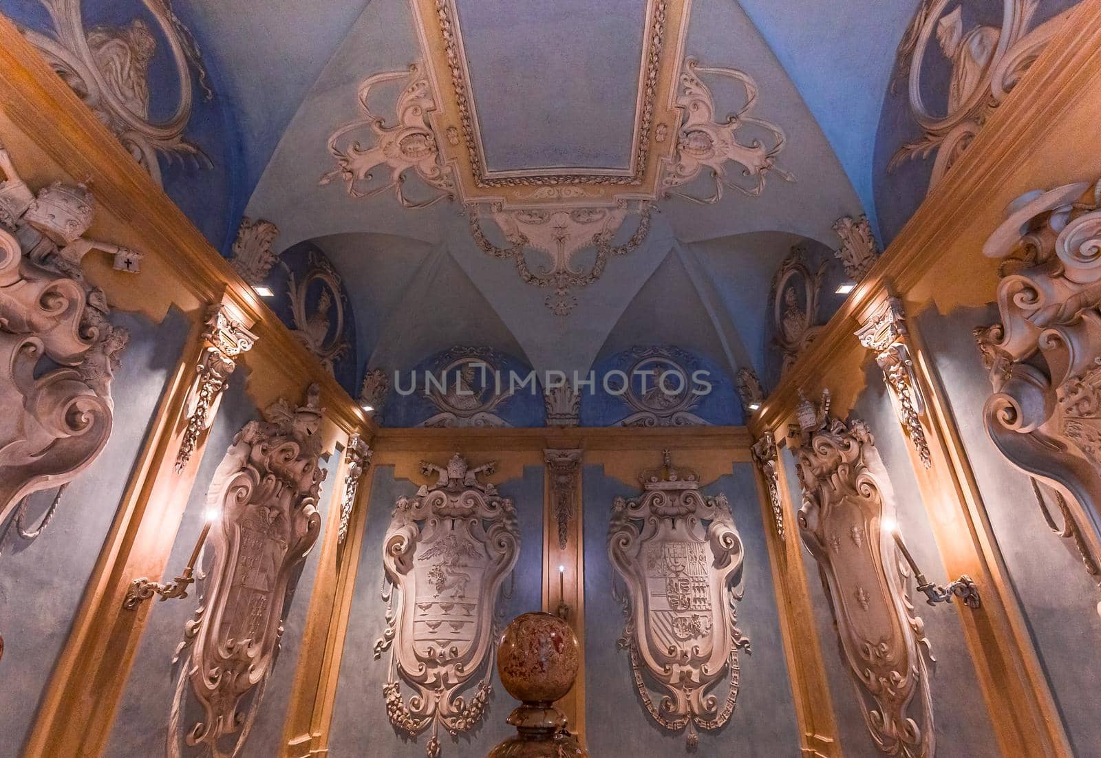 STRESA, ITALY, MAY 28, 2019 : interiors of palazzo Borromeo, isola bella, lake maggiore, may 28, 2019, in Stresa, italy