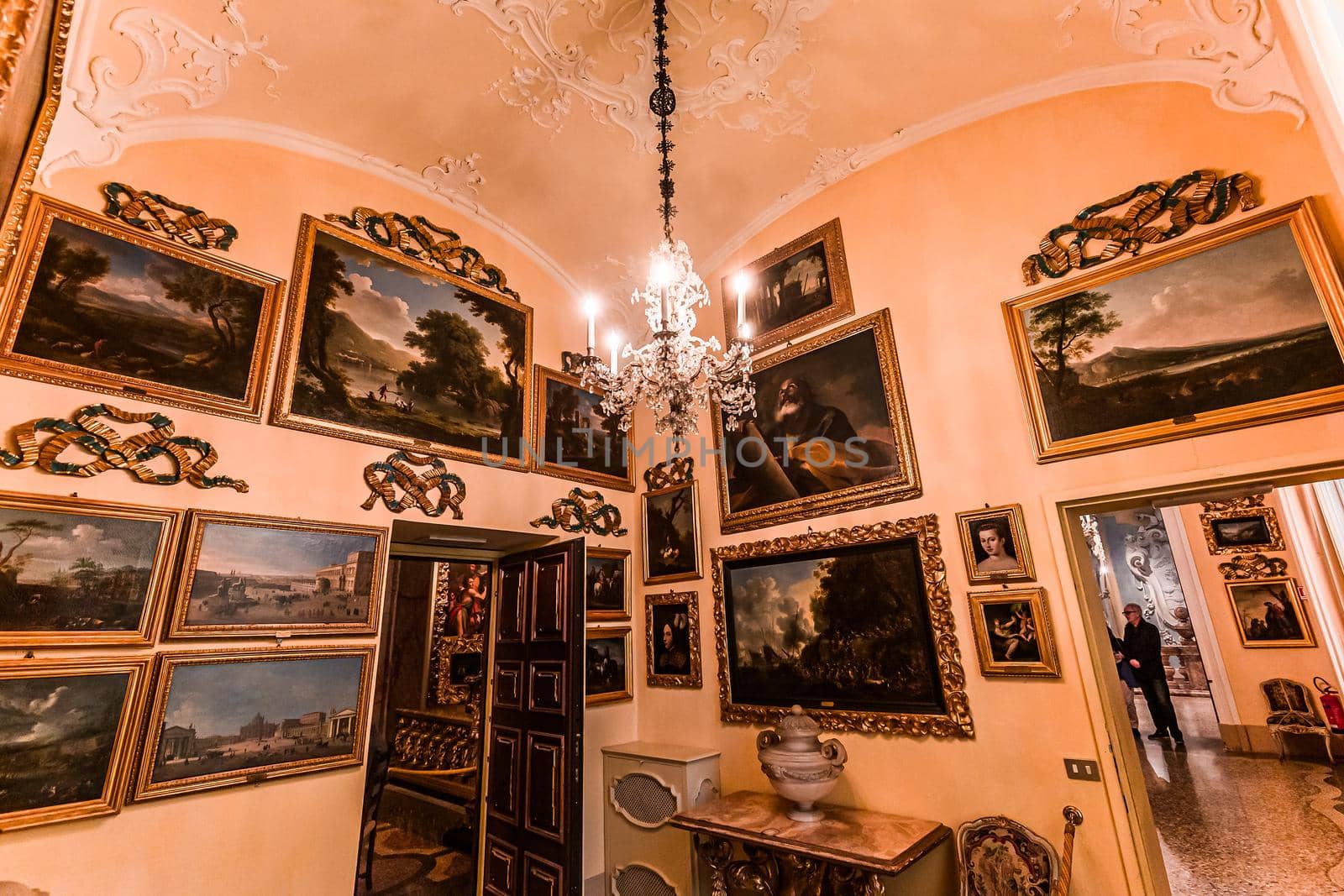 STRESA, ITALY, MAY 28, 2019 : interiors of palazzo Borromeo, isola bella, lake maggiore, may 28, 2019, in Stresa, italy