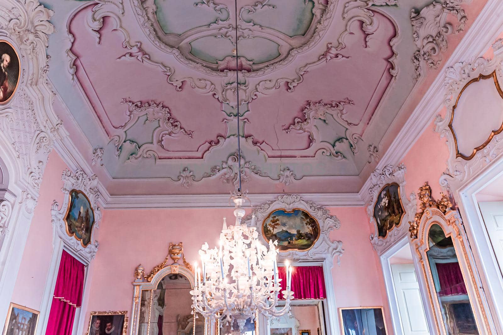 STRESA, ITALY, MAY 28, 2019 : interiors of palazzo Borromeo, isola bella, lake maggiore, may 28, 2019, in Stresa, italy