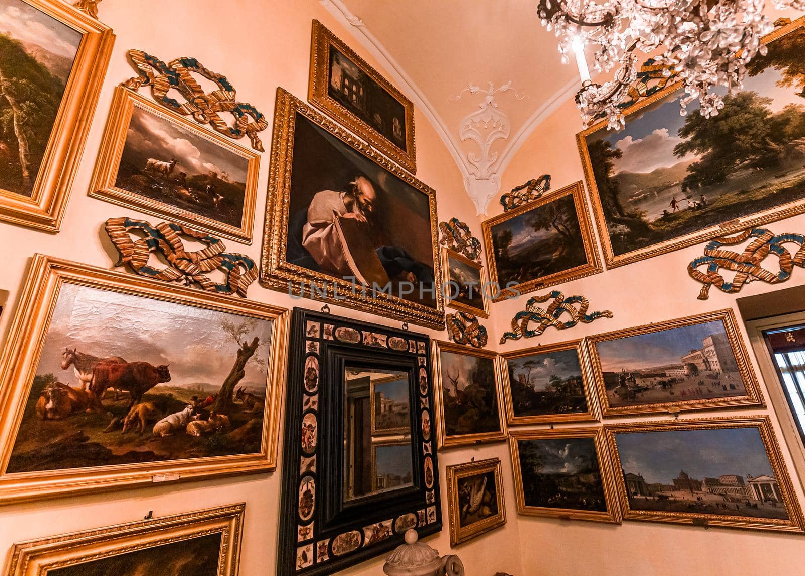 STRESA, ITALY, MAY 28, 2019 : interiors of palazzo Borromeo, isola bella, lake maggiore, may 28, 2019, in Stresa, italy