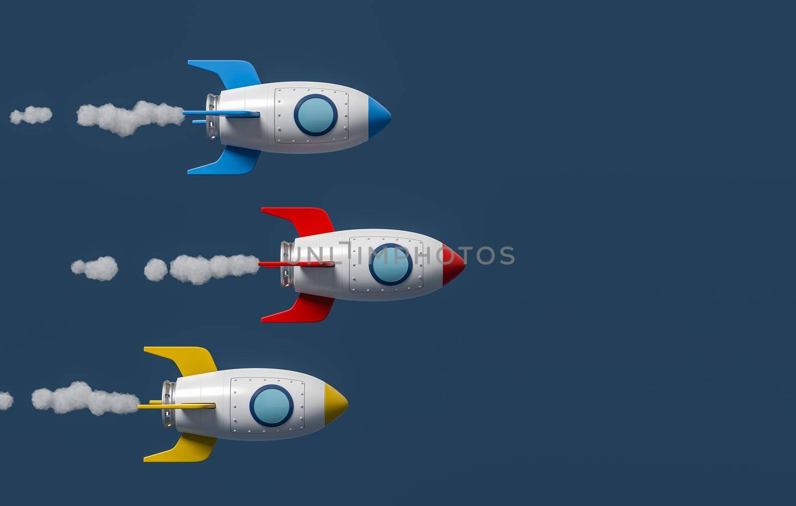 Cartoon Spaceships Racing on Blue Background by make