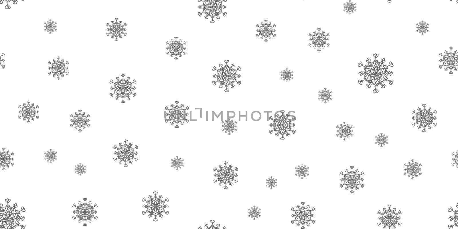 Winter seamless pattern with grey snowflakes on white background. Vector illustration for fabric, textile wallpaper, posters, gift wrapping paper. Christmas vector illustration. Falling snow.