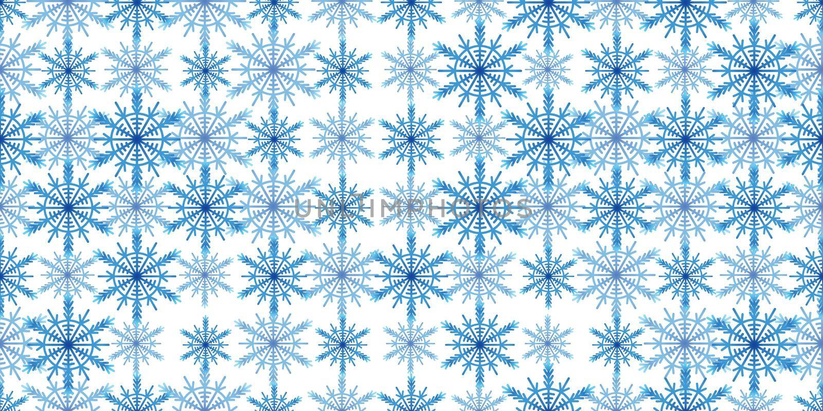 Winter seamless pattern with blue snowflakes on white background. Vector illustration for fabric, textile wallpaper, posters, gift wrapping paper. Christmas vector illustration. Falling snow by allaku
