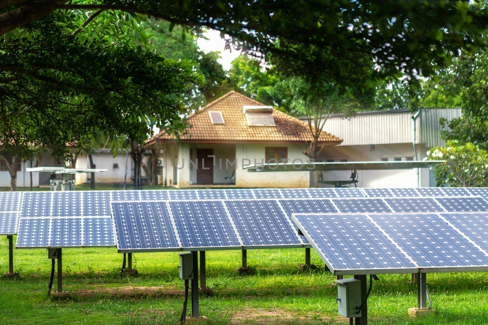 Solar panel on a dwelling house on the roof, Alternative energy concept,Clean energy,Green energy.