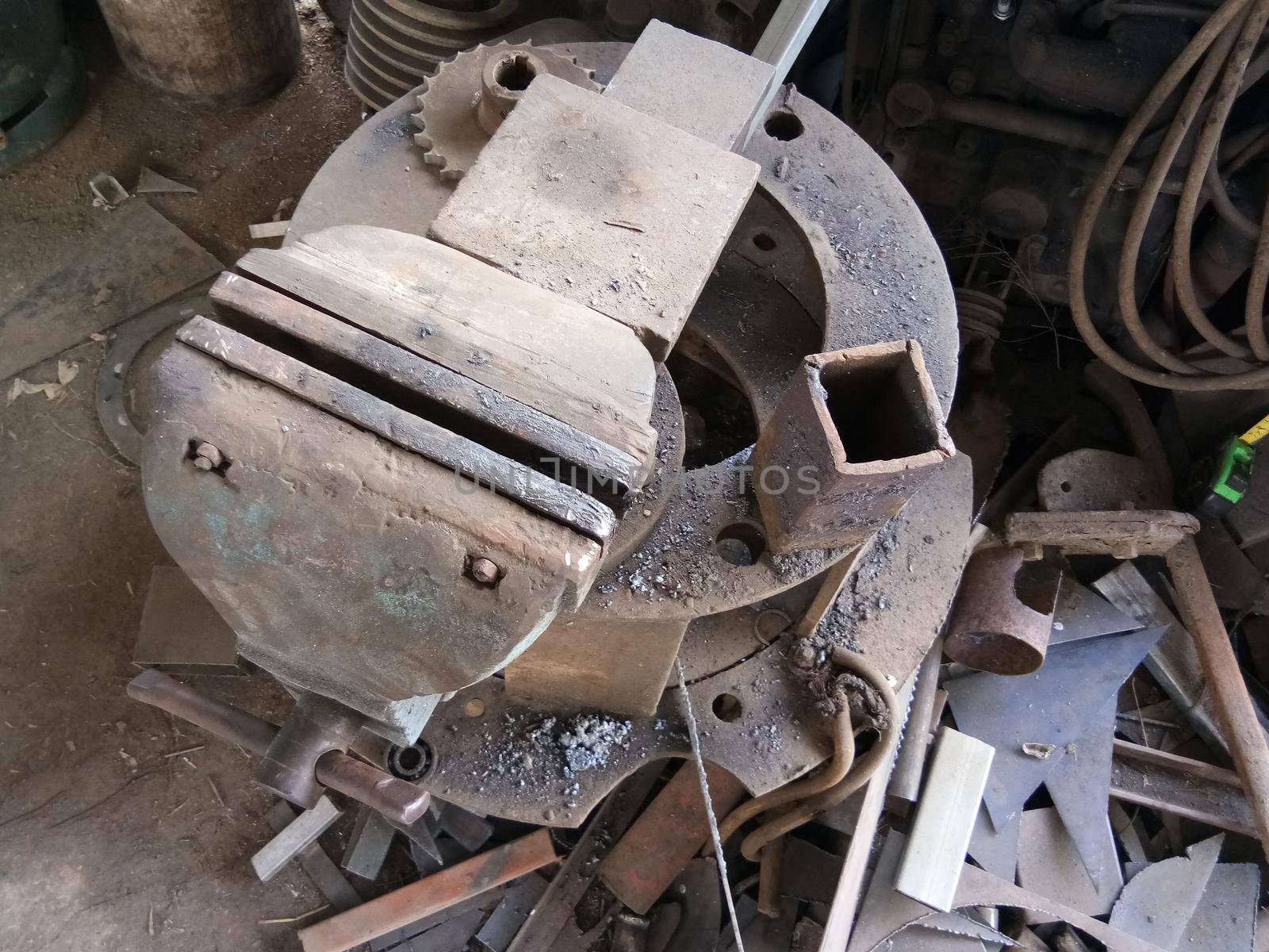 old bench vise tool a workbench in workshop