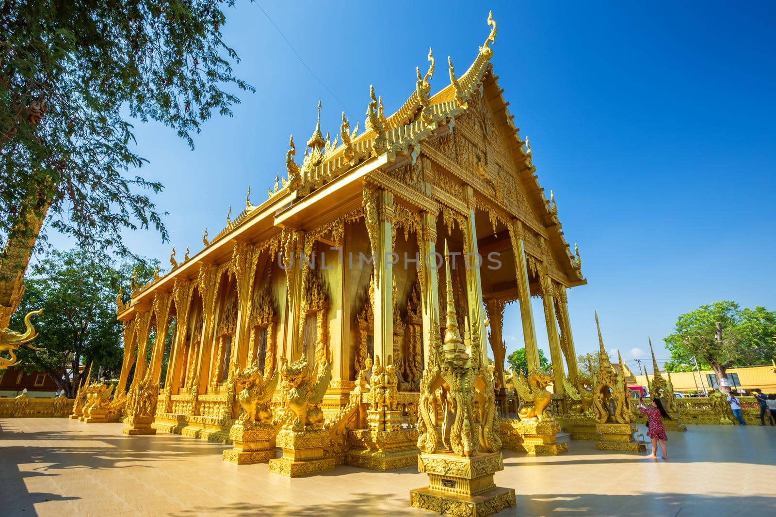 Golden chapel temple of Wat Pak Nam (Joe Low) is a Buddhist temple in the historic centre and is a Buddhist temple is a major tourist attraction in Chachoengsao Province, Thailand.