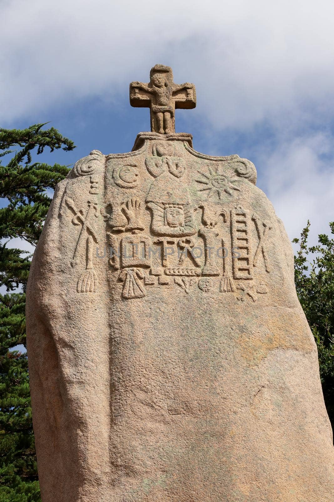 Menhir of Saint-Uzec in Pleumeur-Bodou, Brittany, France