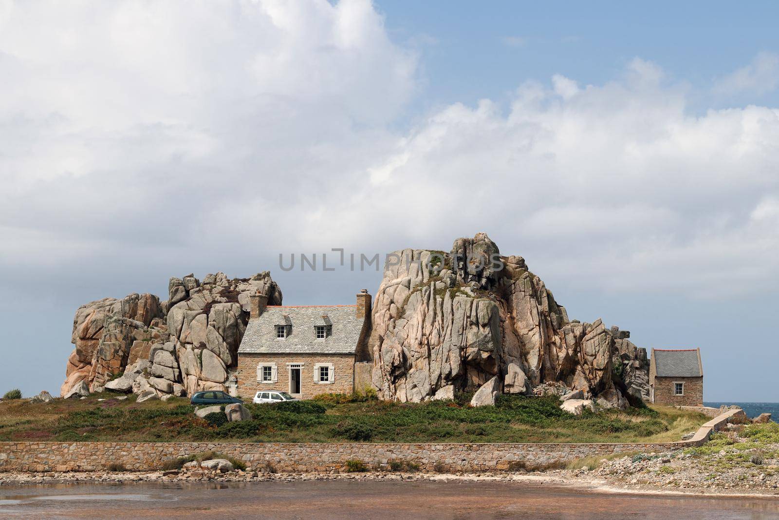 La Maison du Gouffre or House between the rocks at Pink Granite Coast near Plougrescant by Mibuch