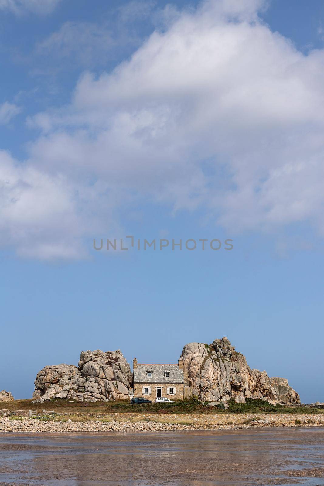 La Maison du Gouffre or House between the rocks at Pink Granite Coast near Plougrescant by Mibuch