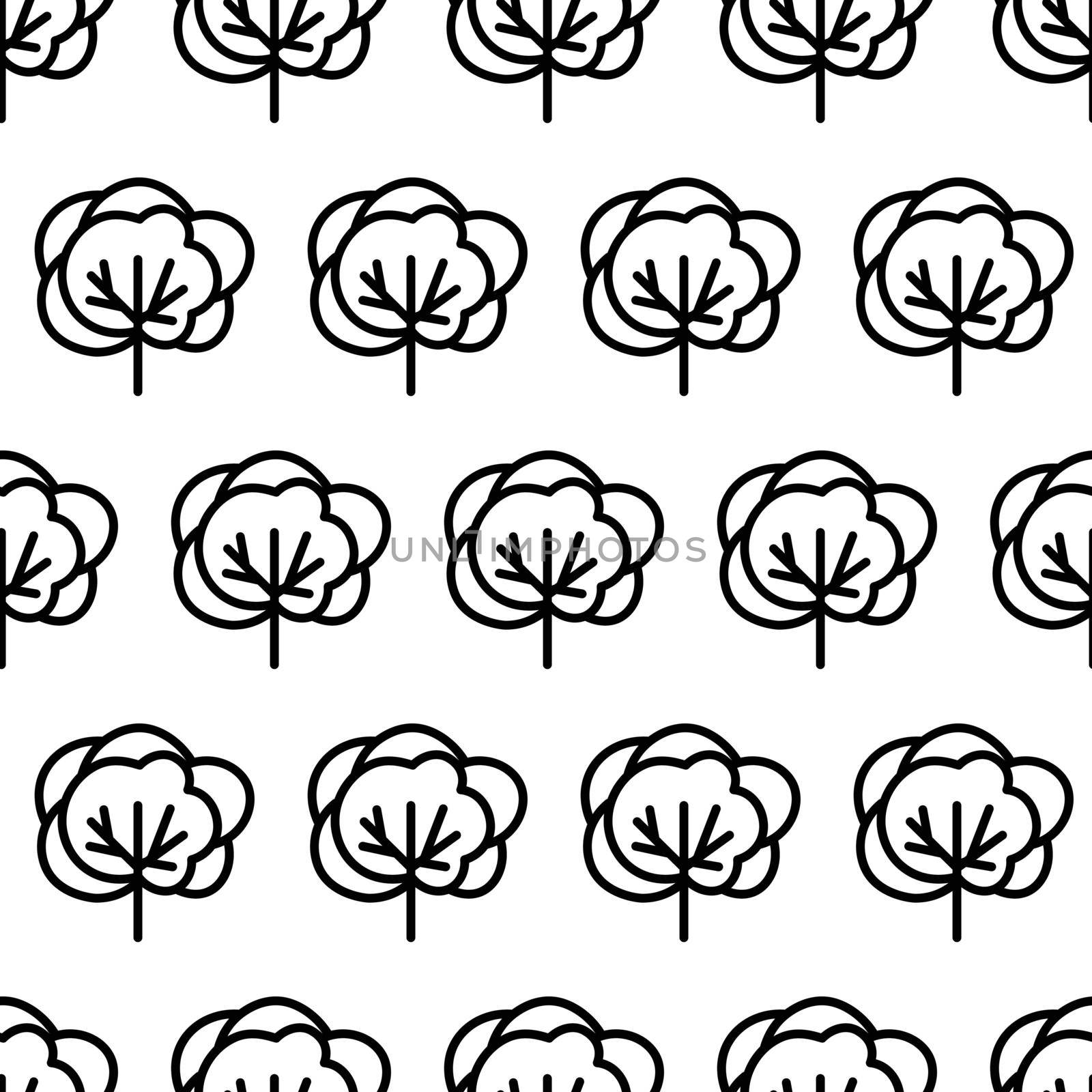 Black and white seamless pattern with tree icon. Vector trees symbol sign. Plants, landscape design for print, card, postcard, fabric, textile. Business idea concept by allaku