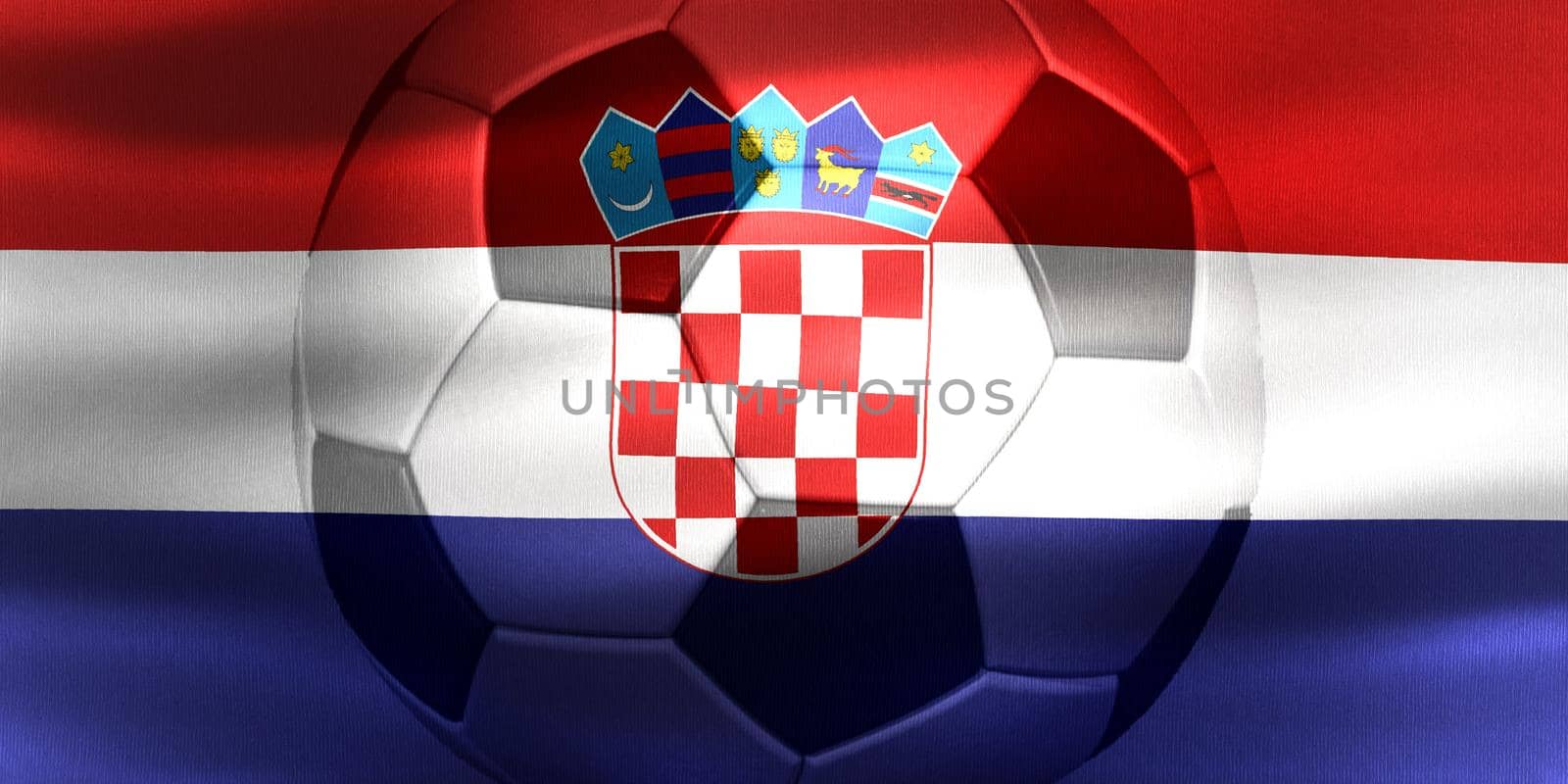 Croatia flag with a soccer ball moving in the wind