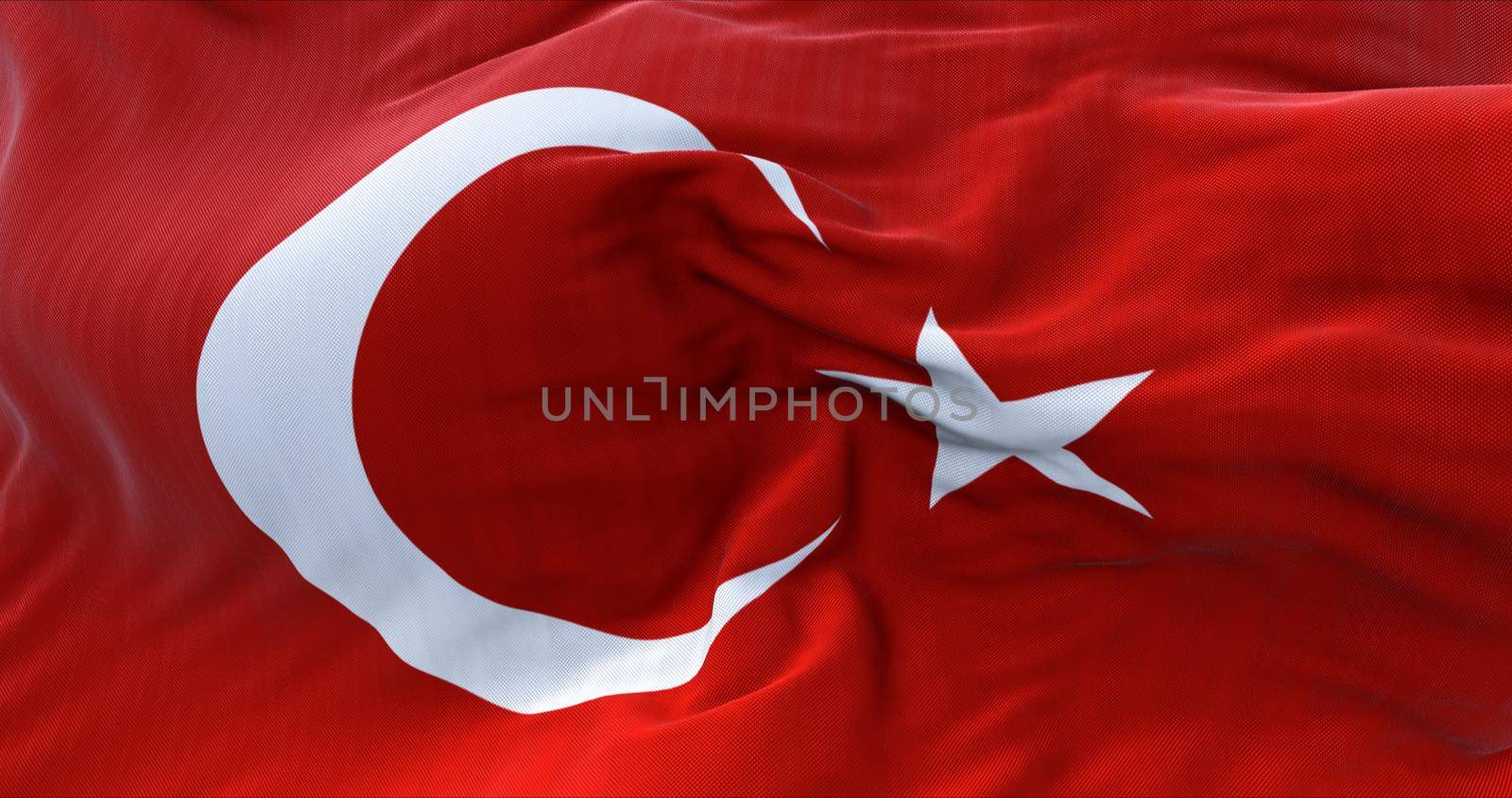 Detail of the national flag of Turkey flying in the wind. Democracy and politics.
