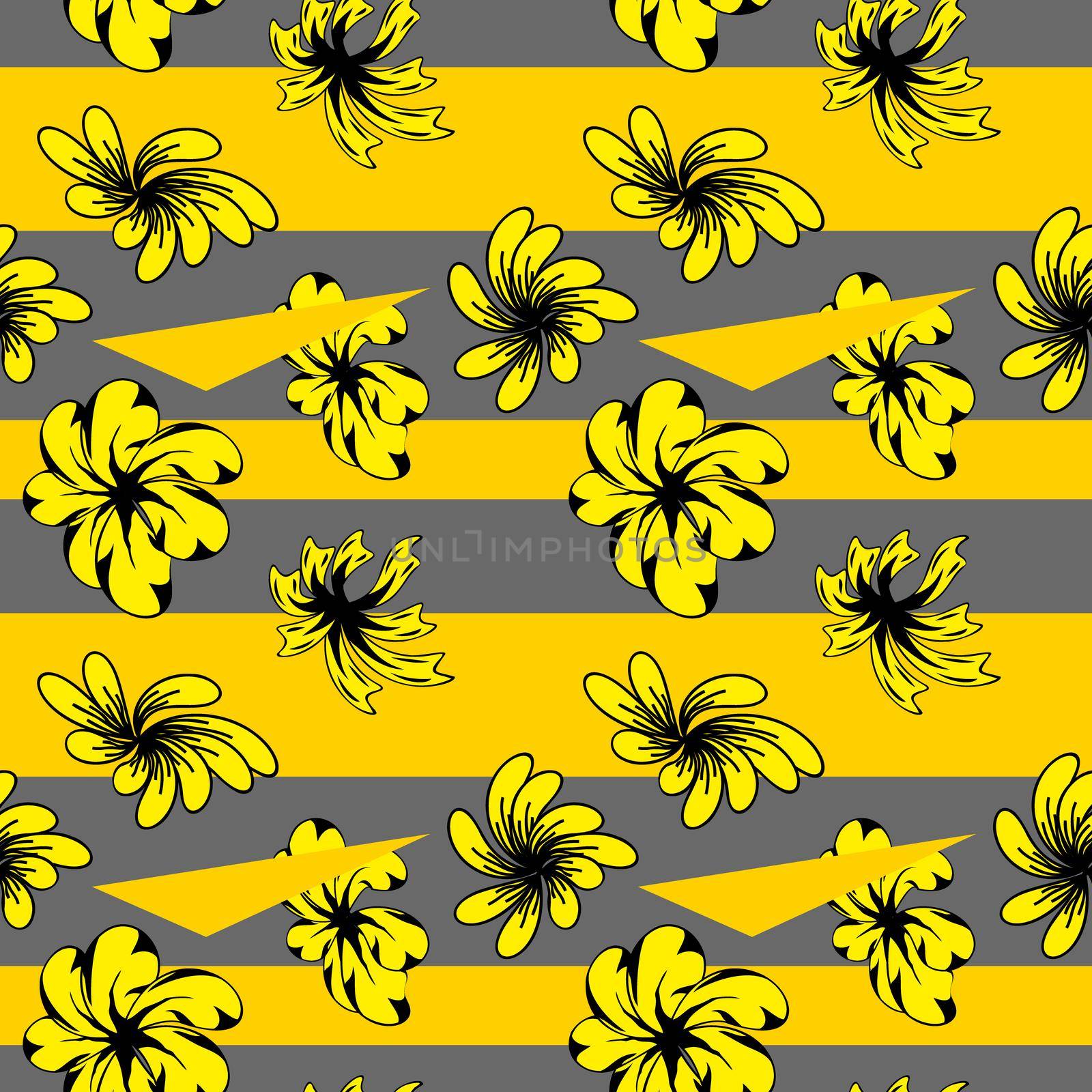 Folk motif, fantasy flowers. Seamless pattern by eskimos