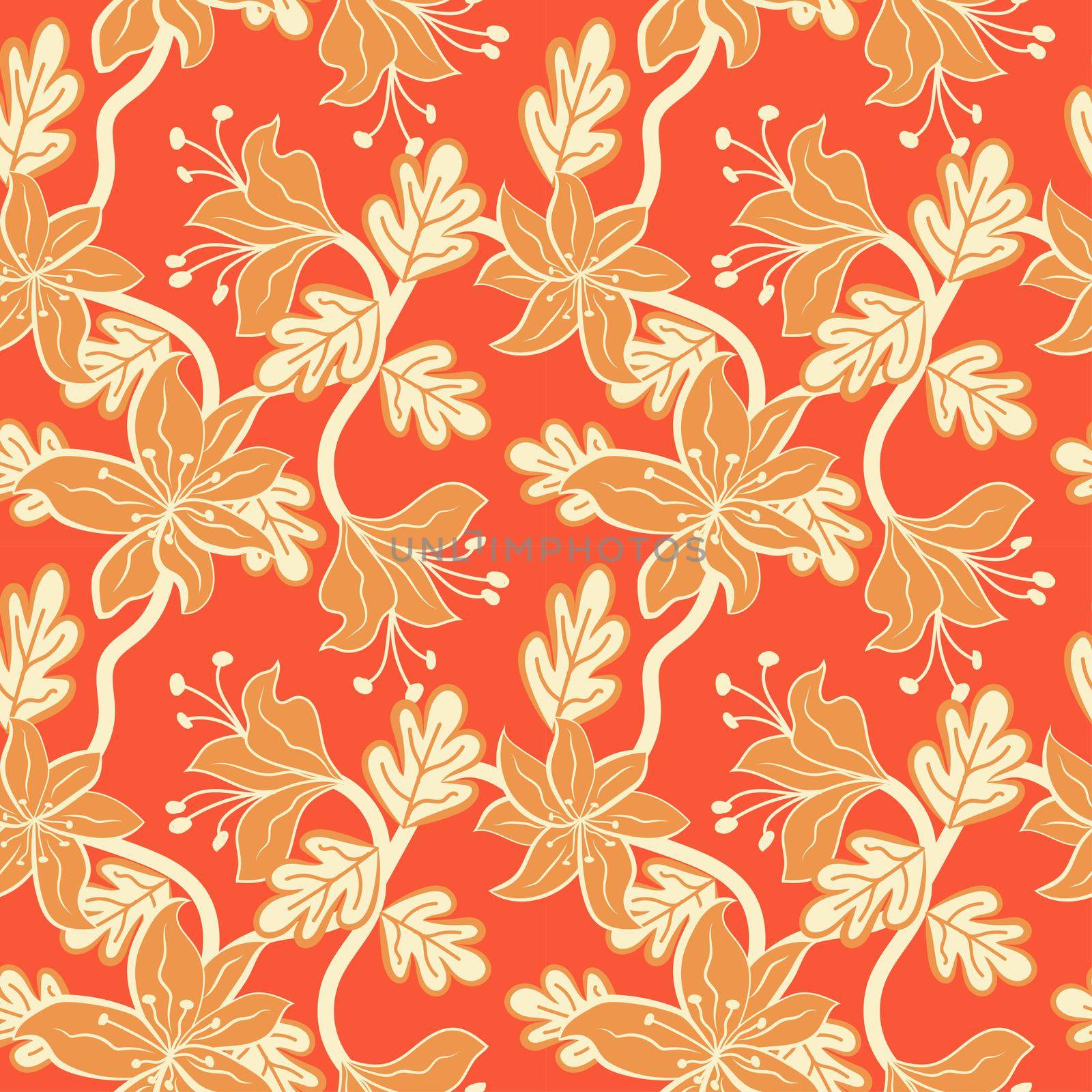 Floral pattern with abstract flowers. Ethnic endless background with ornamental decorative elements with traditional ethnic motives, tribal geometric figures. Print for wrapping, background.  Use for wallpaper, pattern fills, web page background