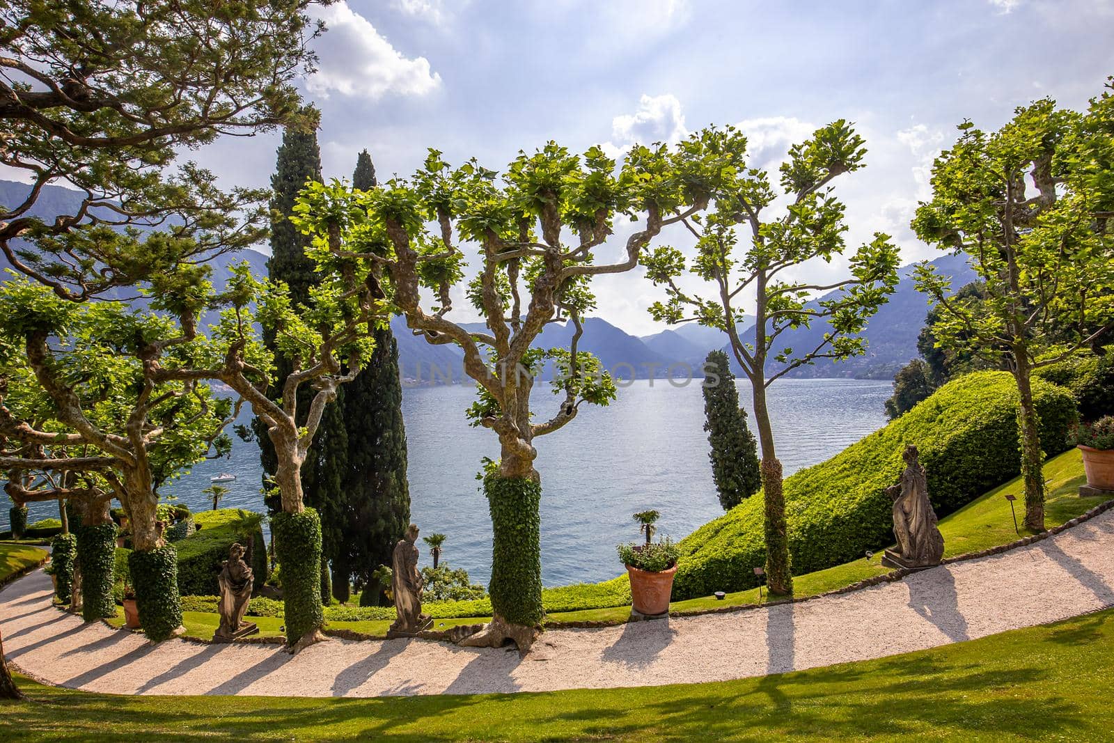 LENNO, ITALY, JUNE 04, 2019 : exteriors of villa del Balbianello, on lake Como, june 04, 2019, in Lenno, italy