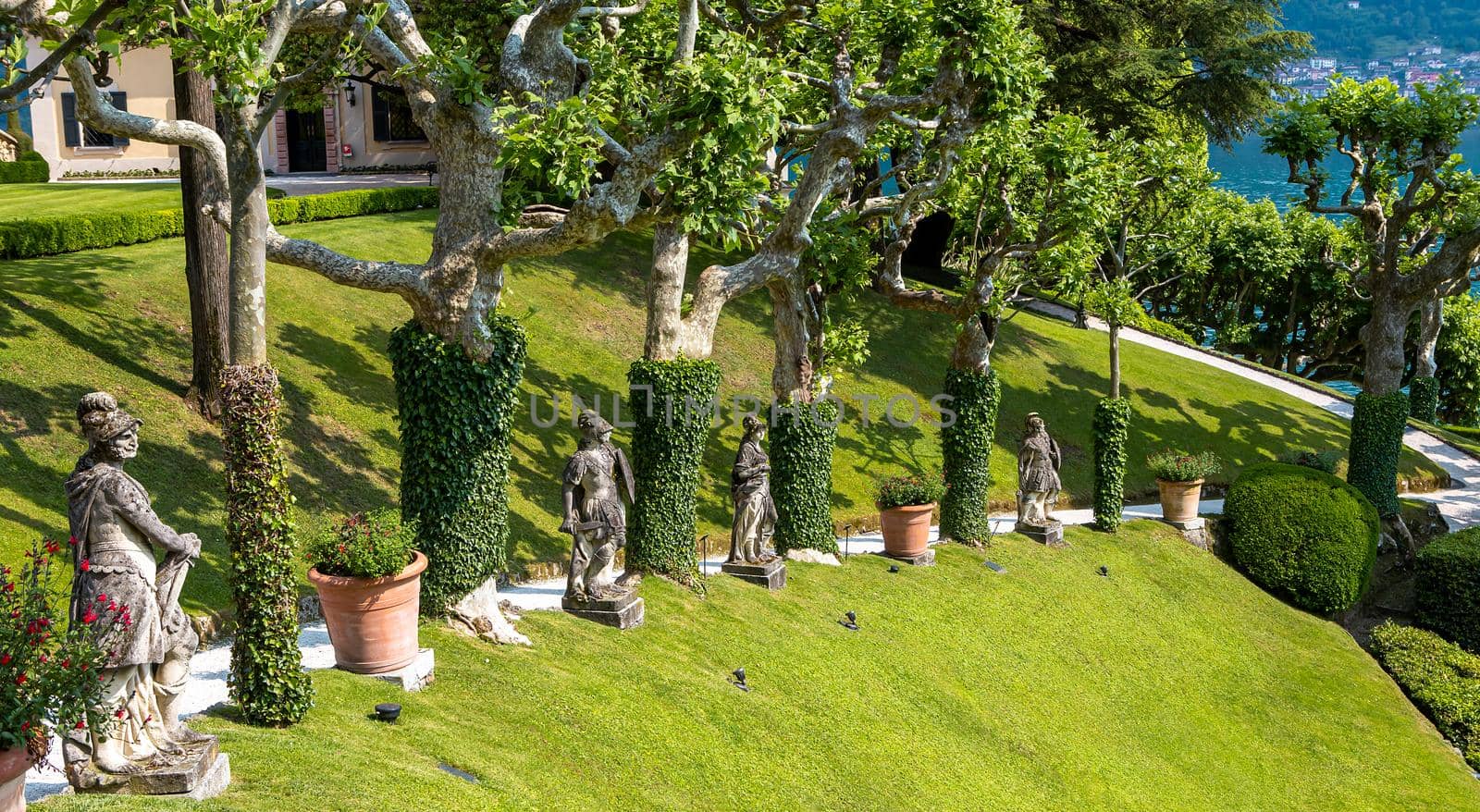 LENNO, ITALY, JUNE 04, 2019 : exteriors of villa del Balbianello, on lake Como, june 04, 2019, in Lenno, italy