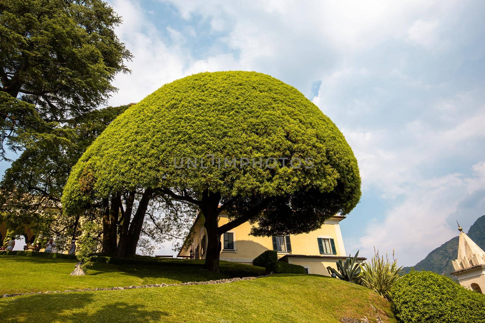 LENNO, ITALY, JUNE 04, 2019 : exteriors of villa del Balbianello, on lake Como, june 04, 2019, in Lenno, italy