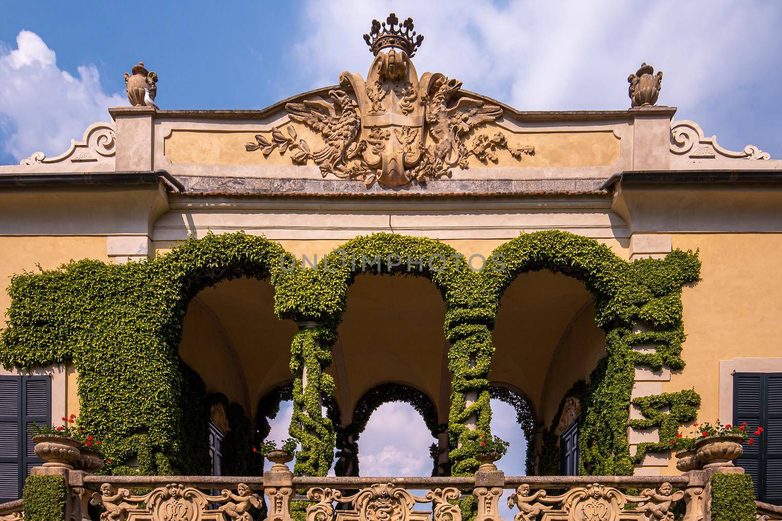 LENNO, ITALY, JUNE 04, 2019 : exteriors of villa del Balbianello, on lake Como, june 04, 2019, in Lenno, italy