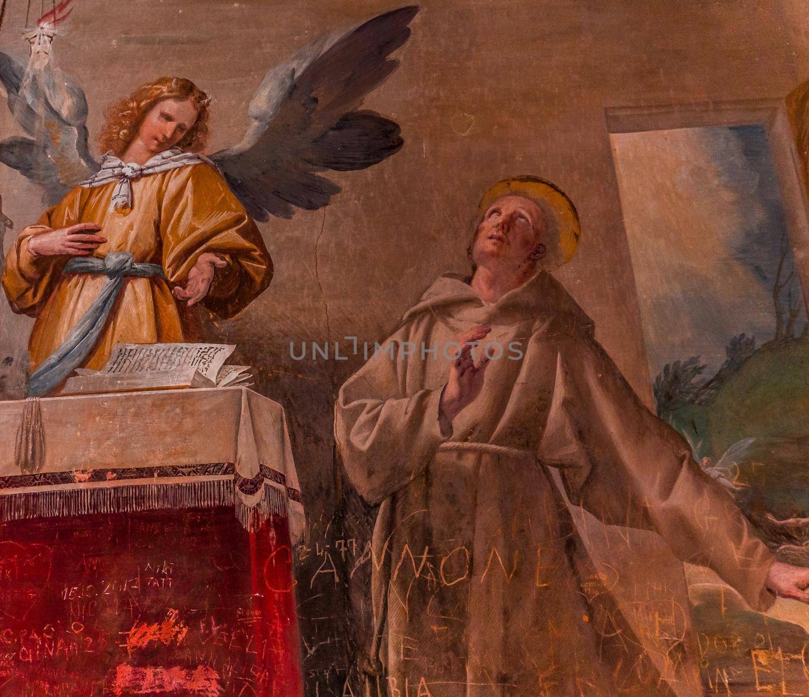 ORTA SAN GIULIO, ITALY, MAY 29, 2019 : interiors decors and frescoes of chapel in Sacro monte di Orta, , may 29, 2019, in Orta san Giulio, italy