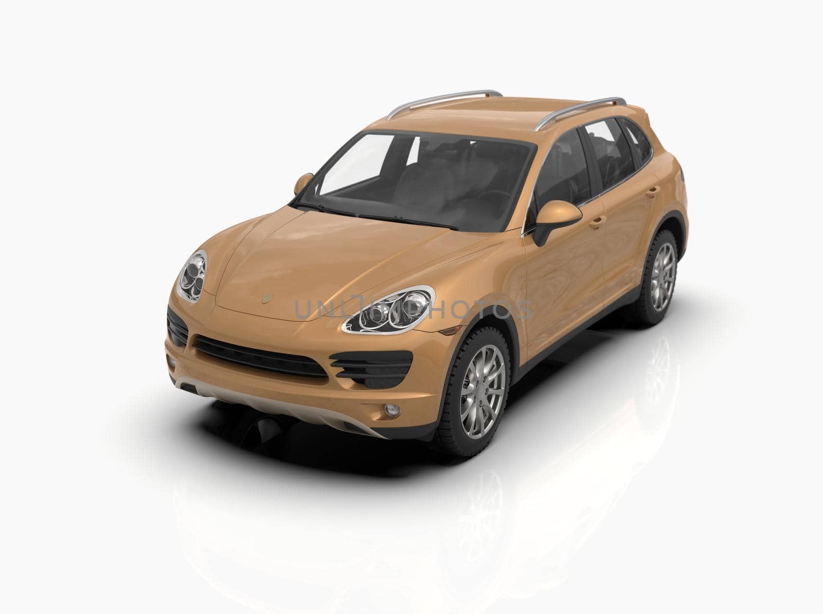 Generic and Brandless Luxury SUV Isolated on White 3d Illustration, Contemporary SUV Studio, Dealership Automobile Industry, Auto Transport, Infographics Automotive Background, City Vehicle Template