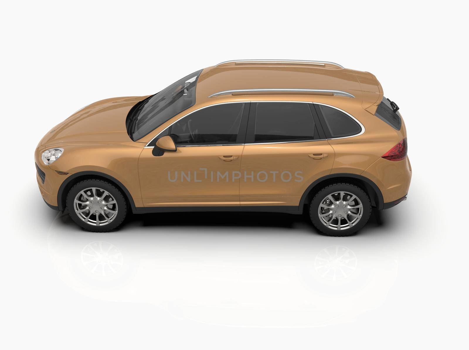 Generic and Brandless Luxury SUV Isolated on White 3d Illustration, Contemporary SUV Studio, Dealership Automobile Industry, Auto Transport, Infographics Automotive Background, City Vehicle Template